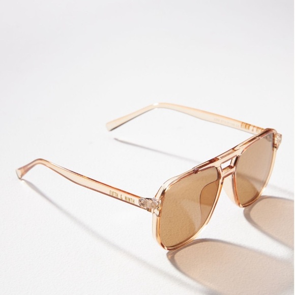 Anthropologie Fifth & Ninth Skye Aviator Sunglasses Pink Quartz With Case New